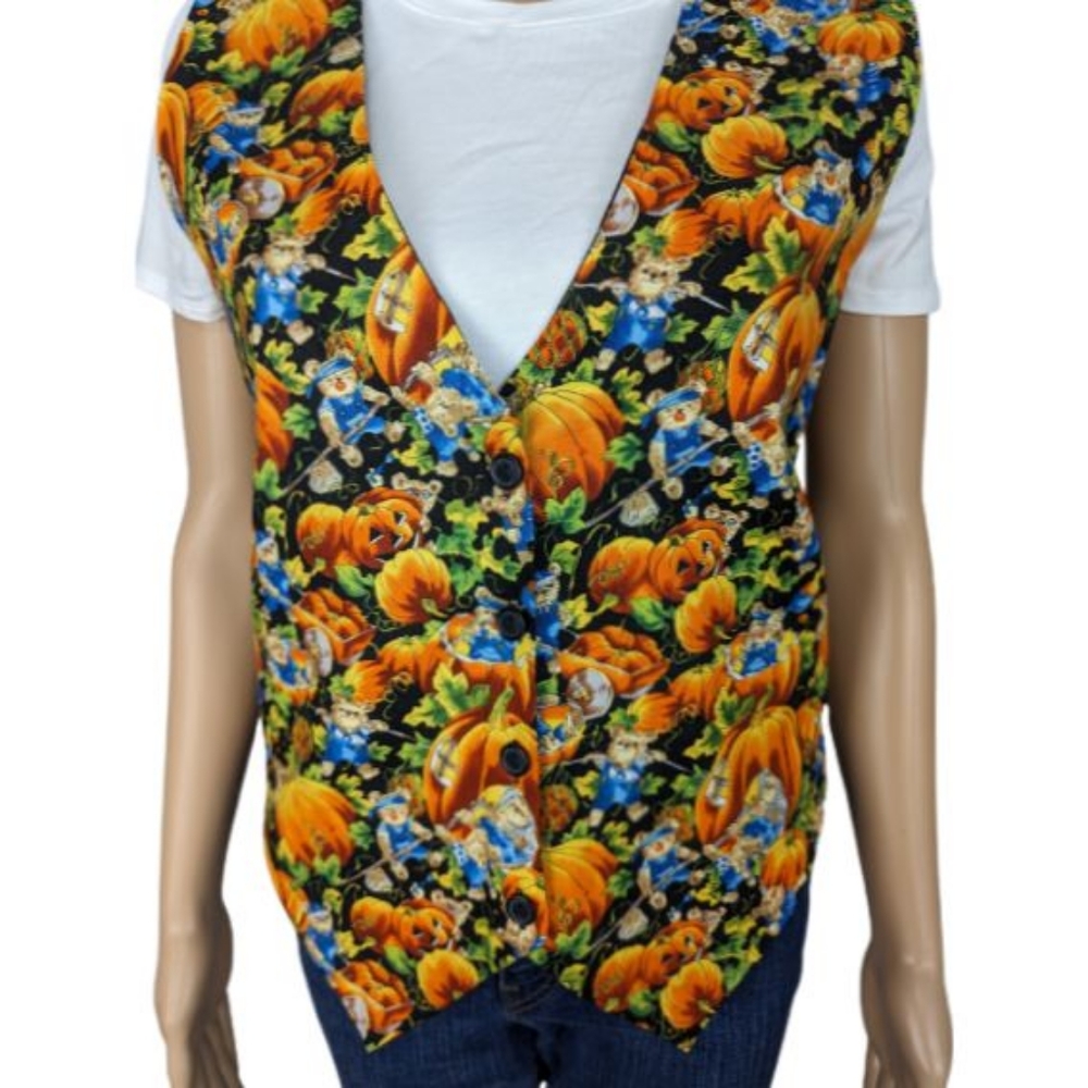 Basic Editions Halloween Pumpkins And Bears Vest M - image 3